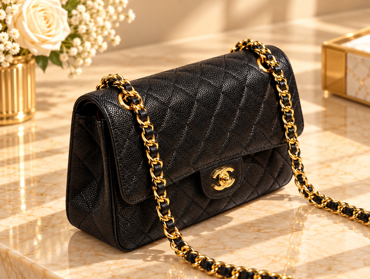 CHANEL Timeless Classique 11.12 – Cuir Caviar Noir & Gold