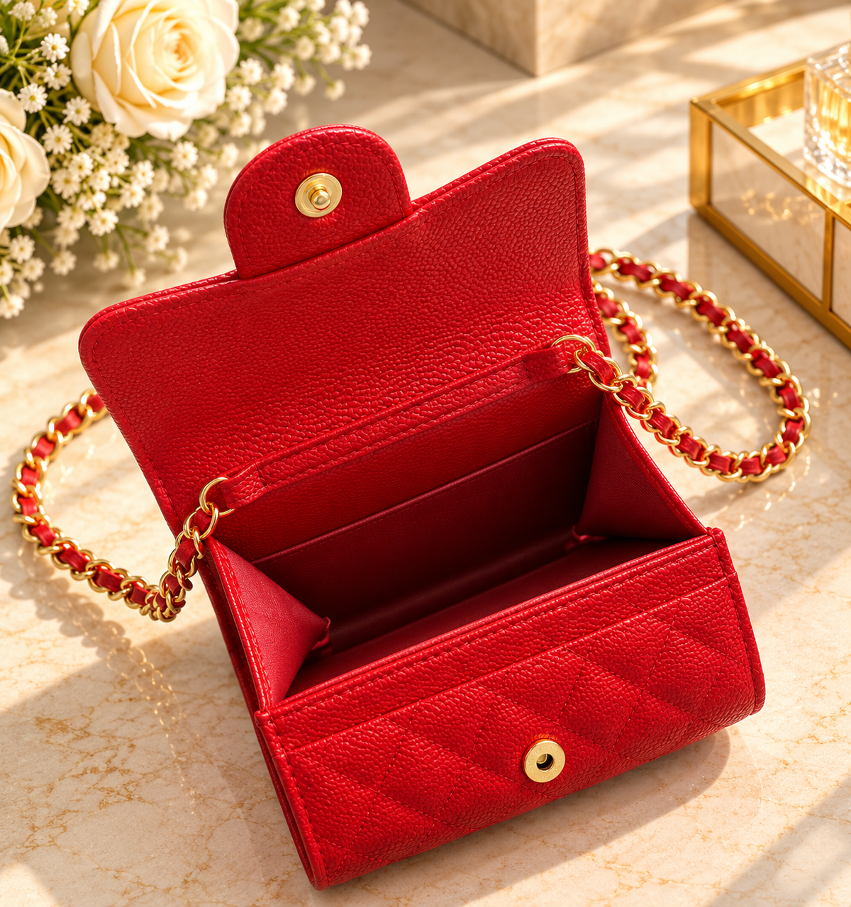 Mini Chanel Wallet on Chain (WOC) – Cuir Caviar Red