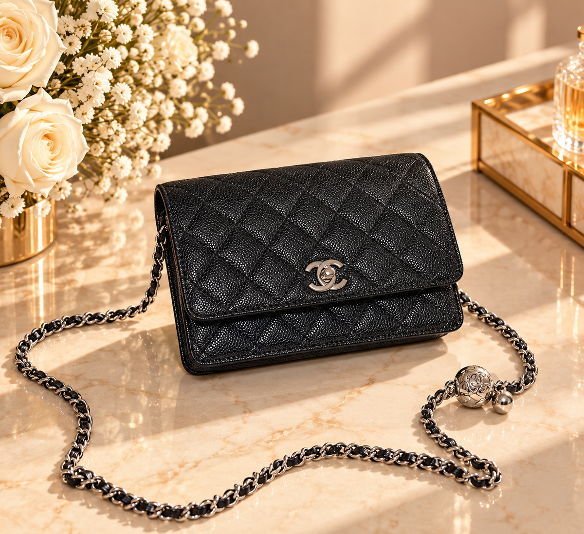 CHANEL Wallet on Chain (WOC) – Cuir Caviar Noir & Silver