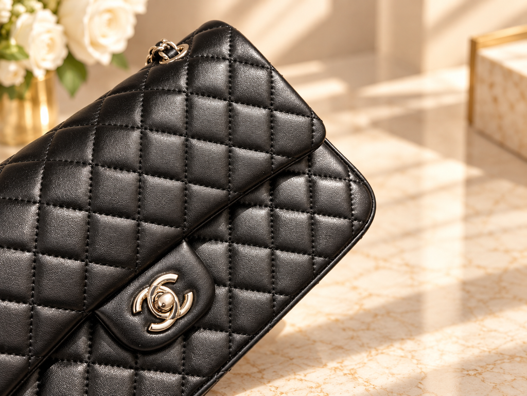 CHANEL Timeless – Cuir lisse noir & métal argenté