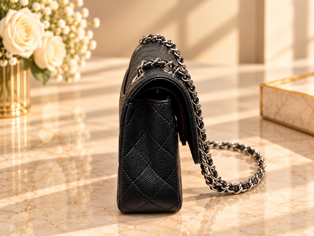 CHANEL Timeless Classique 11.12 – Cuir Caviar Noir & Silver