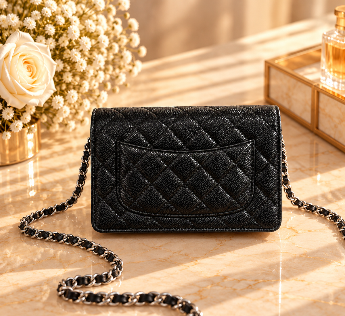 CHANEL Wallet on Chain (WOC) – Cuir Caviar Noir & Silver