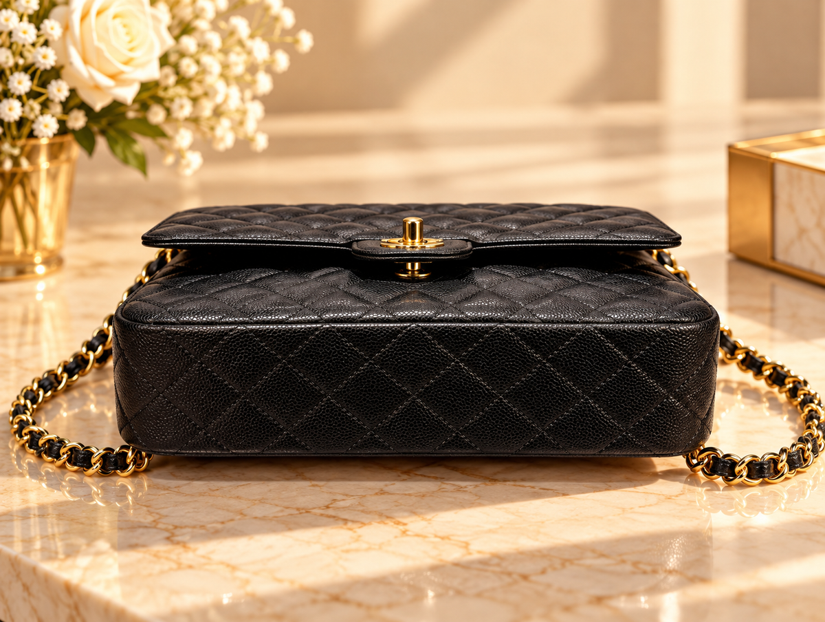 CHANEL Timeless Classique 11.12 – Cuir Caviar Noir & Gold