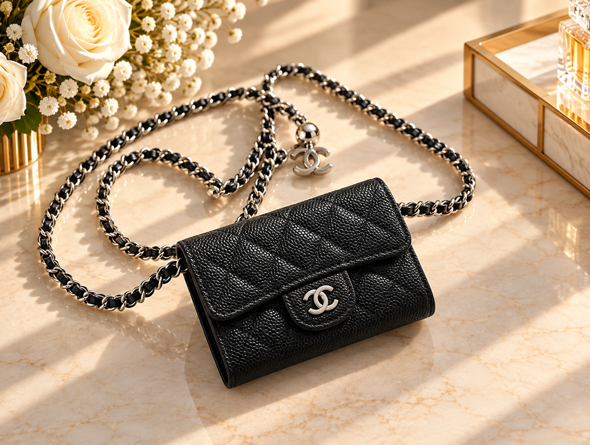 Mini Chanel Wallet on Chain (WOC) – Cuir Caviar Noir & Silver