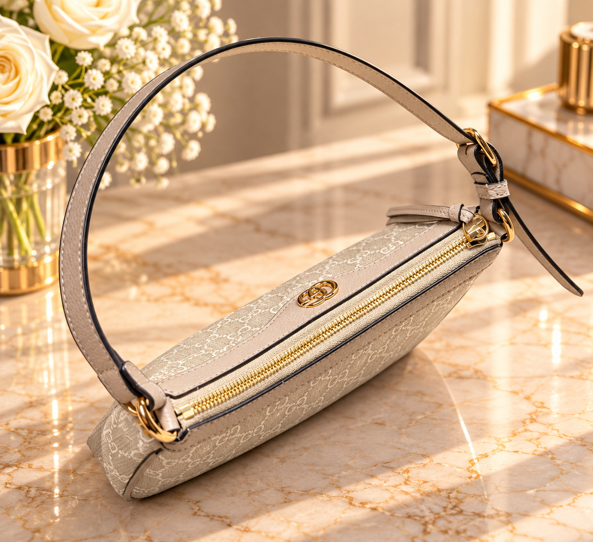 GUCCI Ophidia – Petit modèle Beige & Blanc