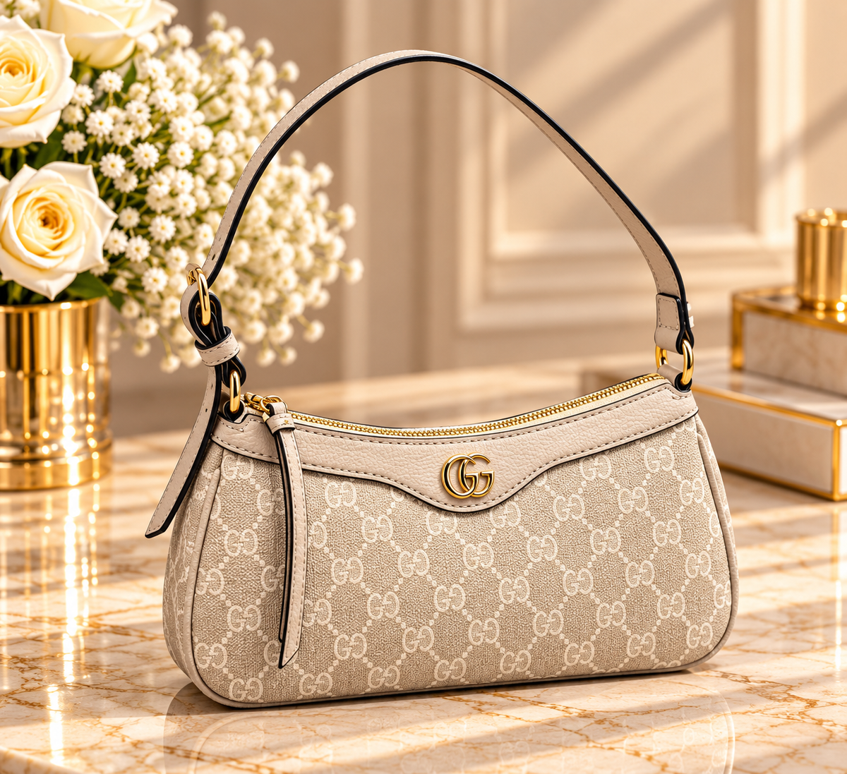 GUCCI Ophidia – Petit modèle Beige & Blanc