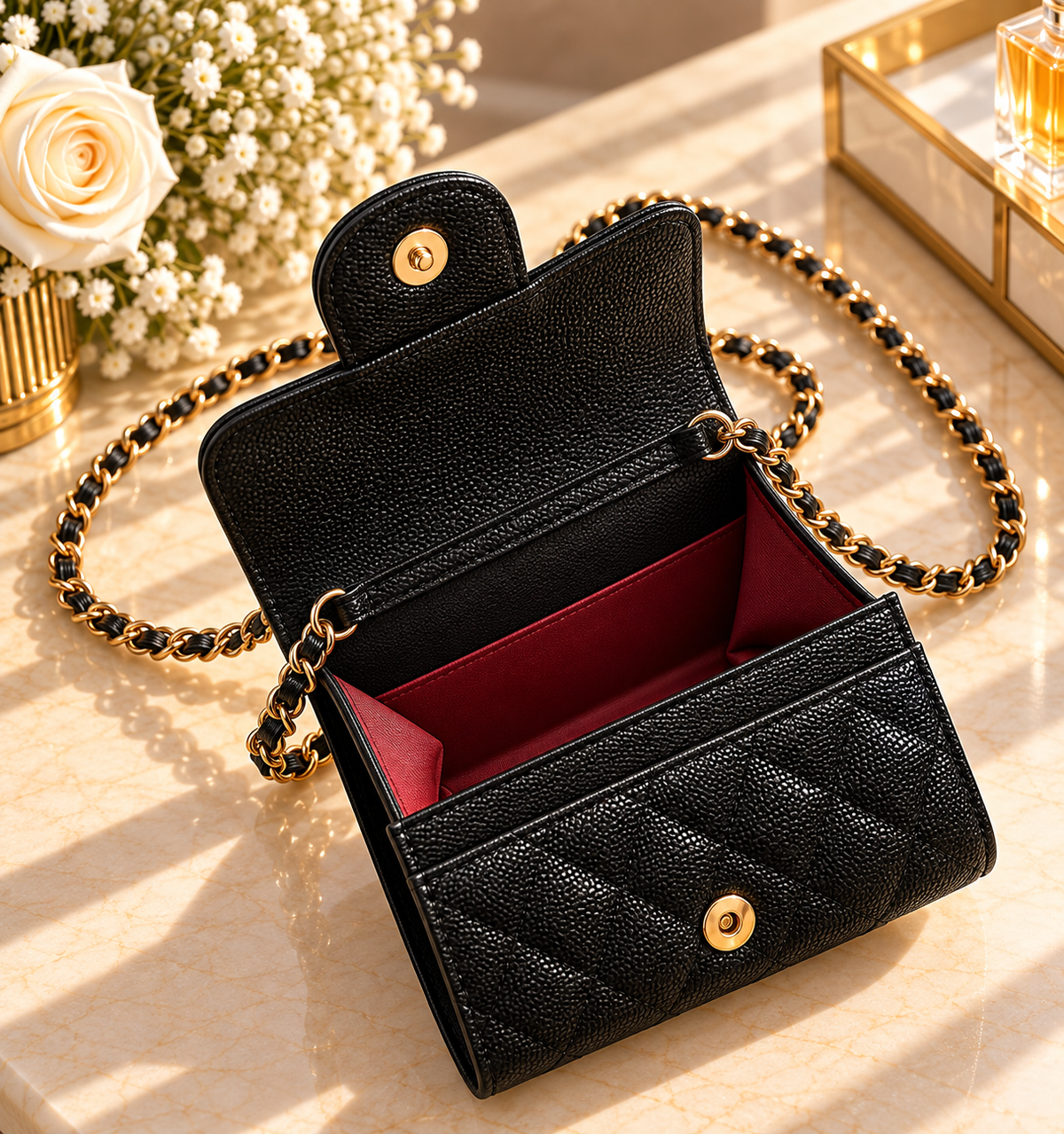 Mini Chanel Wallet on Chain (WOC) – Cuir Caviar Noir & Gold