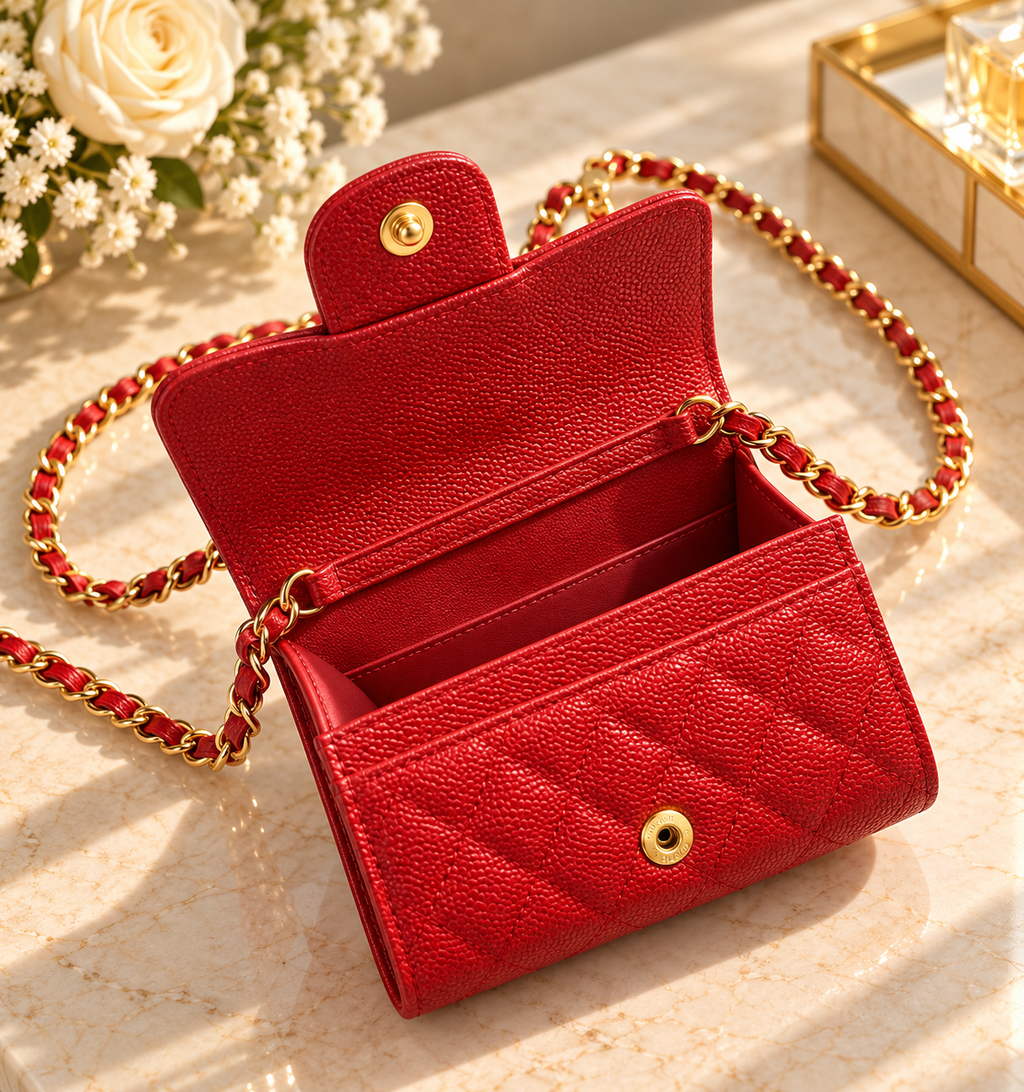 Mini Chanel Wallet on Chain (WOC) – Cuir Caviar Red