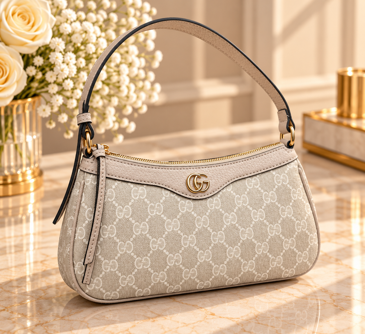 GUCCI Ophidia – Petit modèle Beige & Blanc